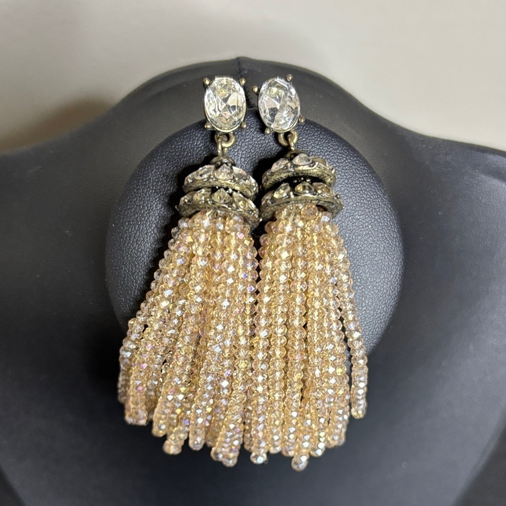 ART DECO INSPIRED PEARL AND RHINESTONE TASSEL EARRINGS Statement​